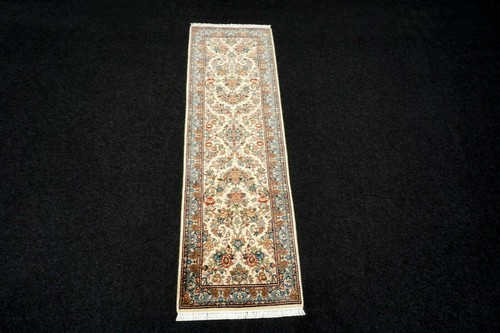 Oriente Alfombra Ghom 256 X 81CM Ghoum Cachemir Kashmir Beige Anudada a Mano - Imagen 9 de 11