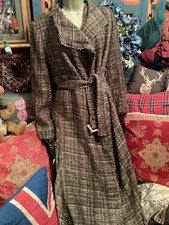 Beautiful East Tweed Look Coat, Size 14, Lined, Mixed Fabric, Belt To Middle,vgc