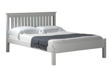 WHITE WOODEN PINE BED SLATTED HEADBOARD MANILA SINGLE DOUBLE KINGSIZE MATTRESS