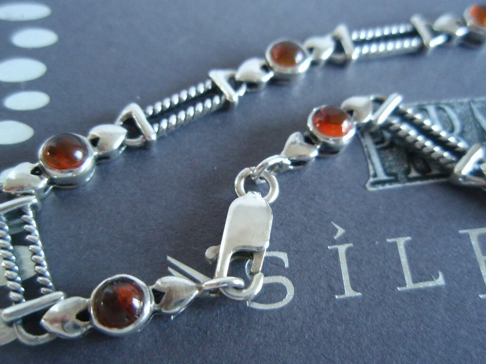 SILPADA RETIRED Sterling Silver 925 Amber Cabochons Tennis Bracelet B0892 LA - Image 4 of 4