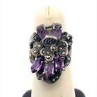 VTG Sterling Silver Amethyst Marcasite Cluster Ring Size 5.75 Floral — photo 1