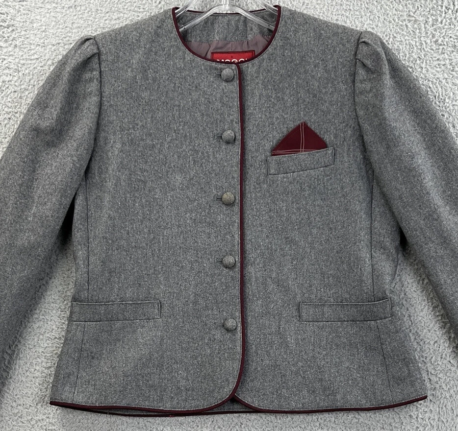 Винтажный 80-х Sasson Blazer женщин 8/9 короткая шерстяная смесь длинным рукавом ретро секретарь - Изображение 4 из 4