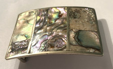 VINTAGE Alpaca Abalone Inlay Shell Belt Buckle