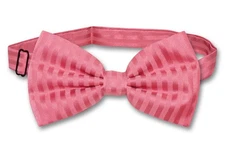 Vesuvio Napoli BOWTie CORAL PINK Color Striped Vertical Stripes Mens Bow Tie