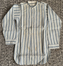 NOS BOYS VINTAGE 1930's THE EMPIRE WHITE COTTON SHIRT W/ BLUE STRIPES CH 30"