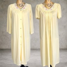 Shadowline Petals Nightgown Robe Set Womens S Yellow Nylon Floral Spring Silky