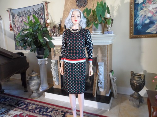 Neu Diane von Furstenberg schwarz Multi Print Wolle Strick Rock Anzug Größe S - Bild 2 von 22