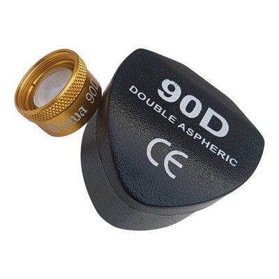 Golden Color 90D Double Aspheric Lens For Eye Examination With Protective Case