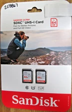 NEW 2 PACK 64GB SANDISK ULTRA SDXC USH-I MEMORY CARDS FREE SHIPPING