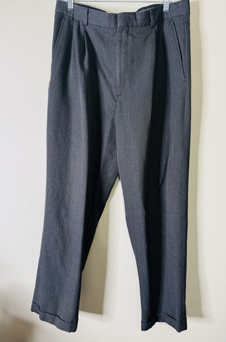 Eddie Bauer Pants Mens 36X30 Gray Wool Pleated Front Rolled Hem Tapered Trousers - Picture 1 of 9