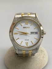 SEIKO Solar Watch Analog Stainless WHT SLV V158 0BA0