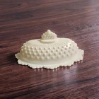 VINTAGE Milk Glass Hobnail Covered Butter Dish White Scalloped Edge DOME LID
