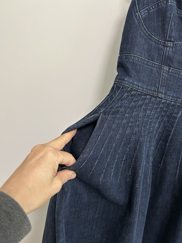 Miss Sixty Midi Jean Denim Dress Corset Wing Embroidery Goth Fairy Grunge XS/S - Picture 2 of 11