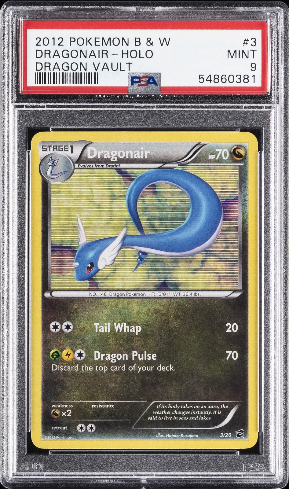 2012 POKEMON BLACK & WHITE DRAGON VAULT #3 DRAGONAIR-HOLO PSA 9