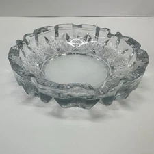 Vintage Art Deco Crystal Glass Ashtray 6” Diameter