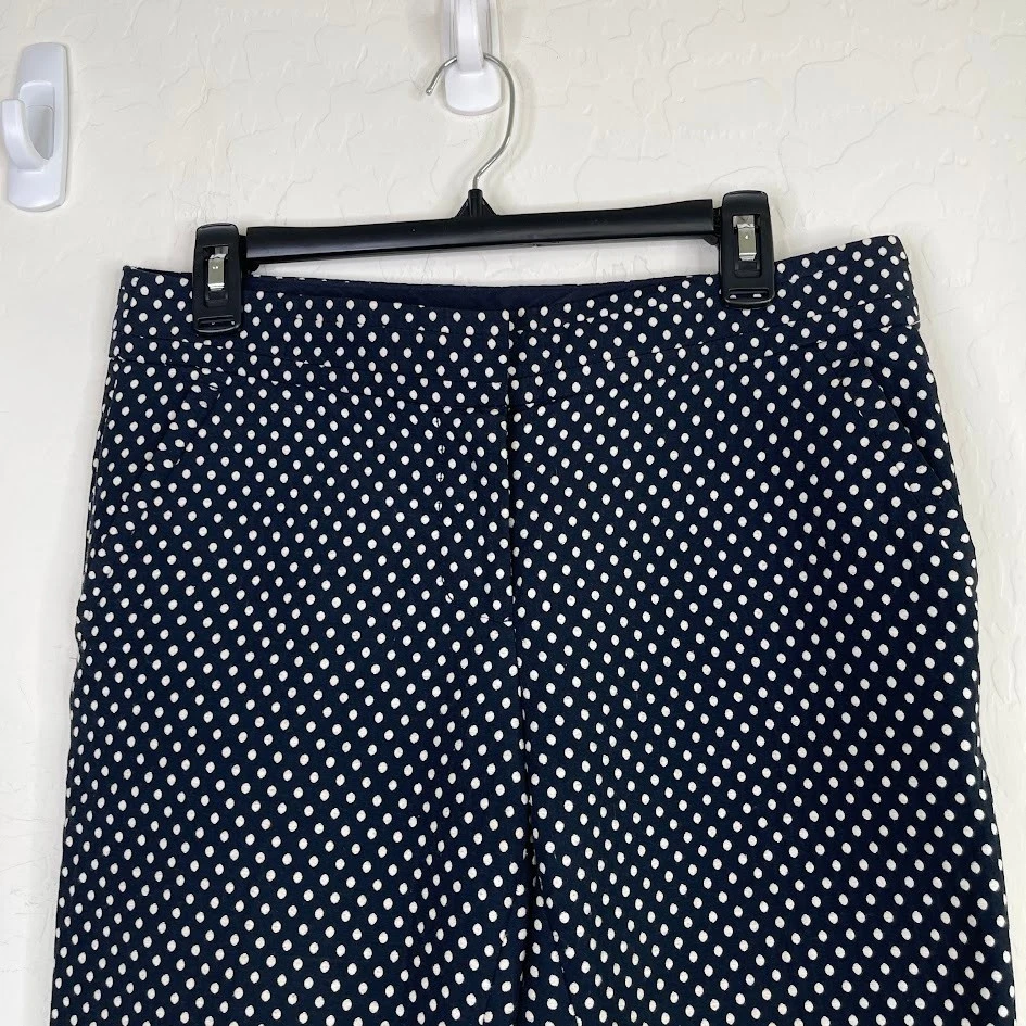Tory Burch Polka Dot Ankle Pant Cropped Career Casual Cotton Straight Leg Size 6 - Image 2 of 4