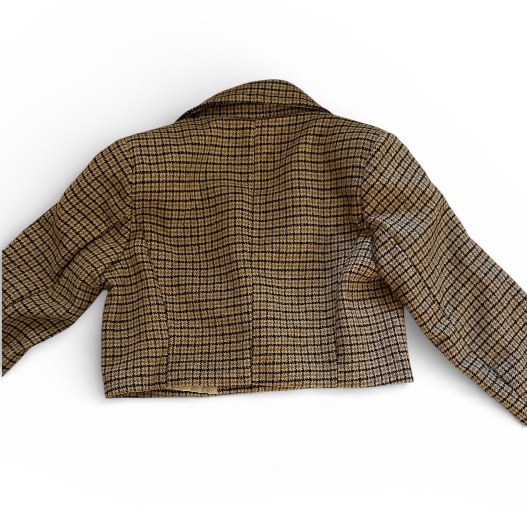 Short Crop Blazer Houndstooth Pattern Single Butt… - image 3