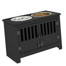 Large Elevated Dog Bowls with Storage Cabinet Containing Large 37L