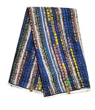 African Fabric/ Ankara - Blue 'Different, But Dey Work', YARD or WHOLESALE
