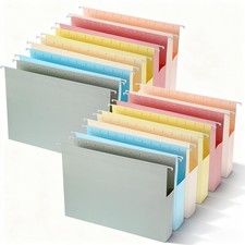 12 Pack Hanging File Folders, Letter Size Heavy 11.7x9.3x2 inch, 6 Colors