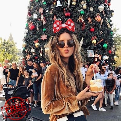 DRESHOW Sequin Minnie Mouse Ears Headband Glitter Party Costume Bow