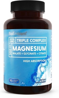 BioEmblem Triple Magnesium Complex | 300mg of Magnesium Glycinate, Malate, Citra