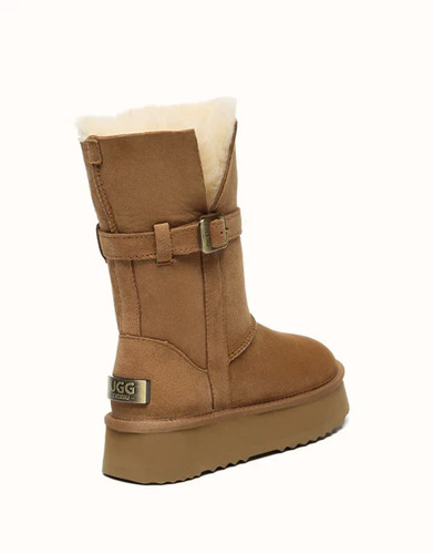 NIB UGG EVERAU® UGG Short Valerie Boots Women Sheepskin Wool size EU38 chestnut