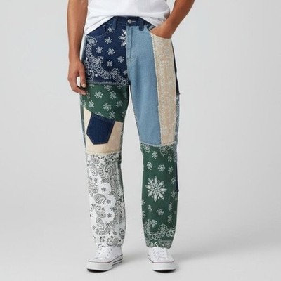 Jaded London Patchwork Bandana Skate Fit Jeans Men s Size 30 Pants Streetwear