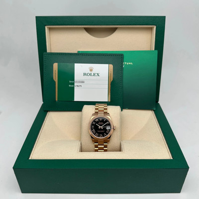 Rolex Datejust President 31 178275 18K Rose Gold Black Roman Dial Ladies Watch 