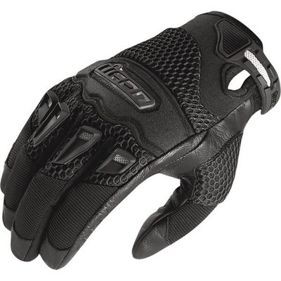 Icon Twenty-Niner Vented Leather/Textile Motorcycle Gloves | Black