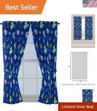 Kids Window Drapes - 4 Piece Curtain Set Includes 2 Tiebacks, Beautiful Beddi...