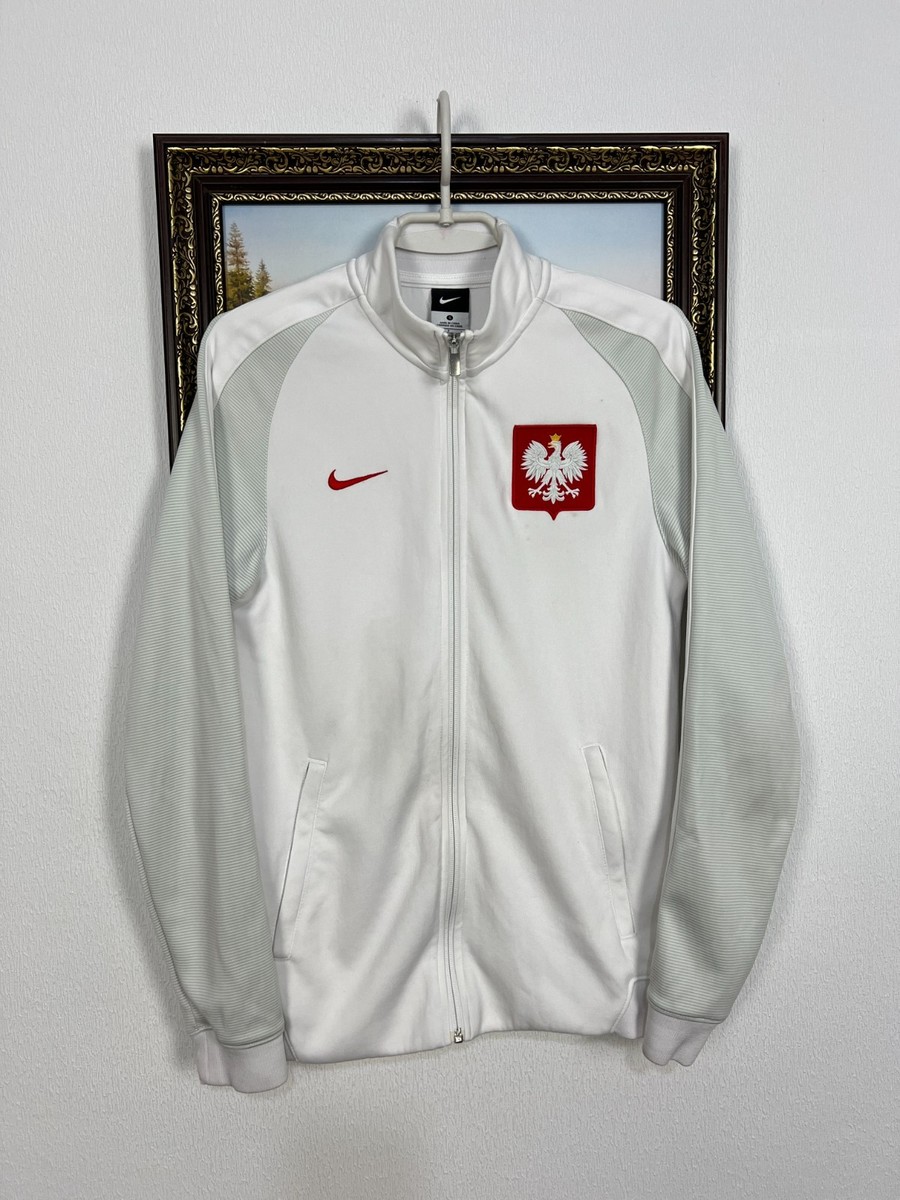 Vintage Nike Poland Football Jacket Soccer Track Top Mens White