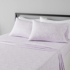 Queen 4 Piece Microfiber Bed Sheet Set Lavender Paisley Deep Pocket Bedding