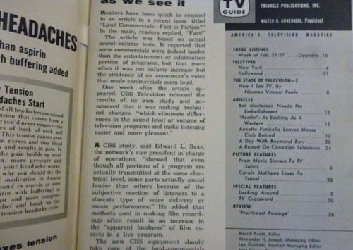 Utah Feb 21 1959 TV Guide PERRY MASON Raymond Burr ANNETTE FUNICELLO Gene Barry - Picture 2 of 2