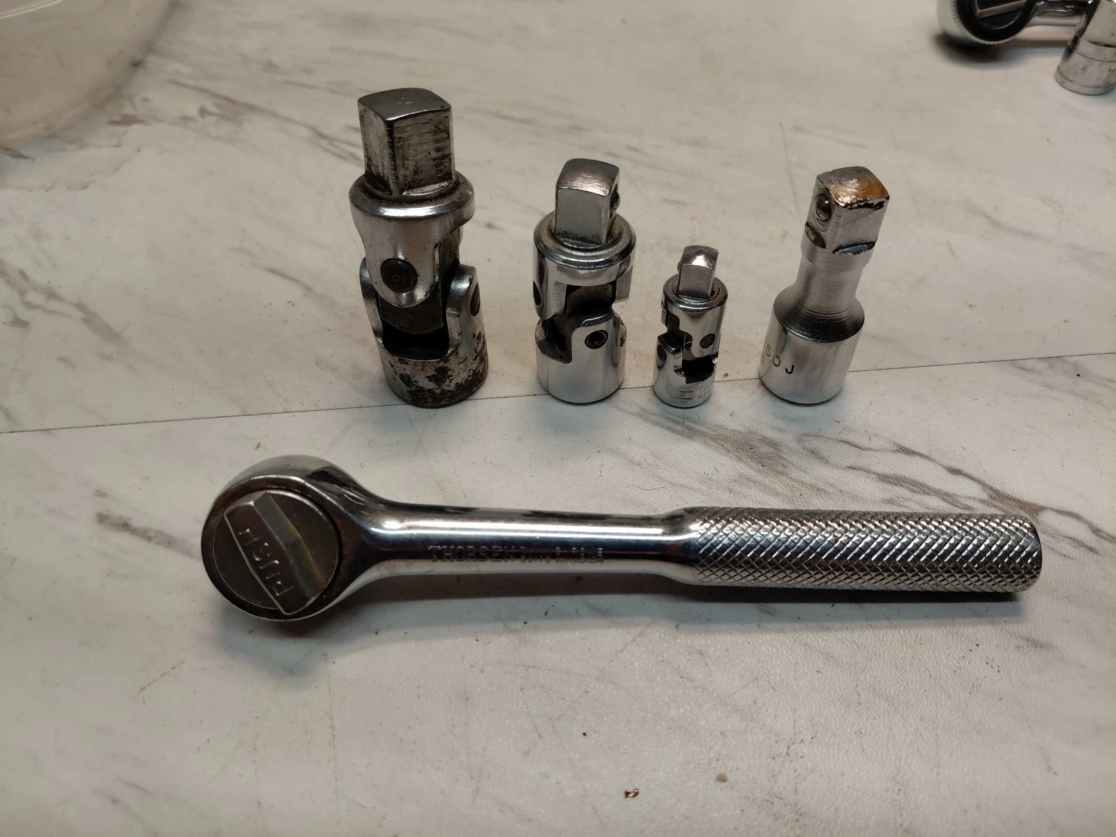 Lot Of 5 Vintage Thorsen Tools ,1/4" Drive Ratchet 1/2,3/8,1/4 Swivels,3/8 Exten
