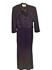DAYMOR Couture Black Gown & Jacket Beaded Size 8