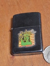 Vtg Flip Top Statue of liberty Metal Lighter For Parts/repair L11 Usa Blacl Rare