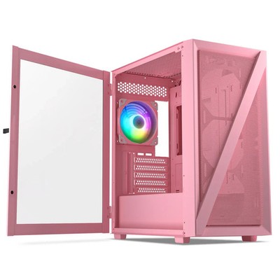 Vetroo M05 Compact Micro-ATX Computer Case Gaming PC Case 1x 120mm ARGB - Pink