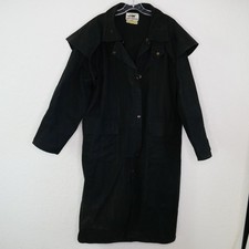 Drysdales Australian Cowboy Duster Coat Size L Drover Oiler Black Double Snap
