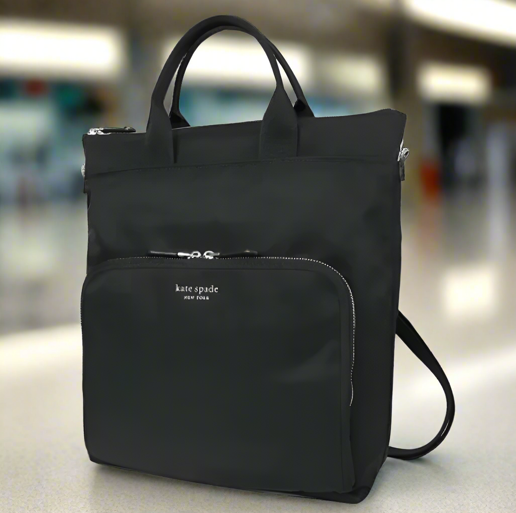 Kate Spade Sam Ksnyl Nylon Tote Backpack Travel Black Convertible