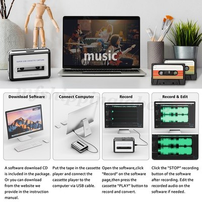 Cassettespeler Volledige Transparante Shell Cassette Naar Mp3 Formaat Tape Speler Plug And Play Audio Digitale Speler Voor Muziek