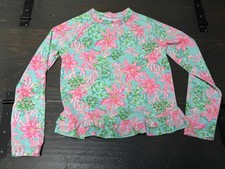 Lilly Pulitzer Girls Floral Rash Guard Swim Top Size 12 Colorful Beach Vacation