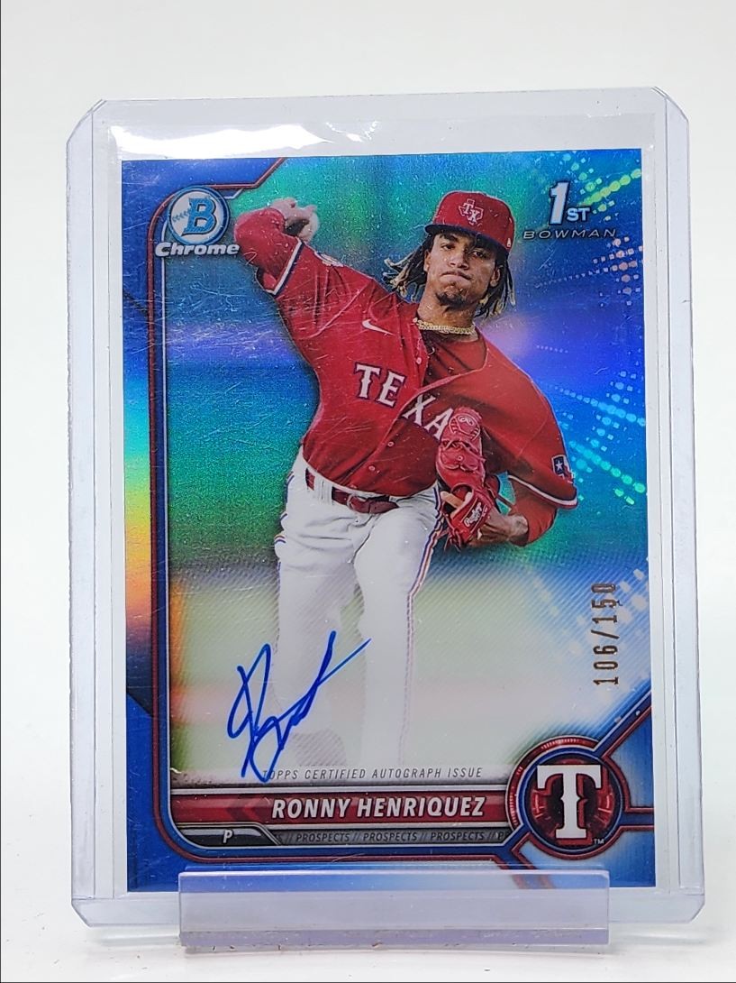 RONNY HENRIQUEZ 2022 BOWMAN CHROME 1ST BLUE REFRACTOR AUTO /150 Q2268