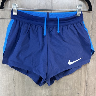 Nike Pro Elite USA Women Brief Lined Running Shorts Blue Size Small AO8485-XXX