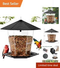Stylish 360  Perch Bird Feeder - Rainproof Design, Easy Filling, Black Plastic