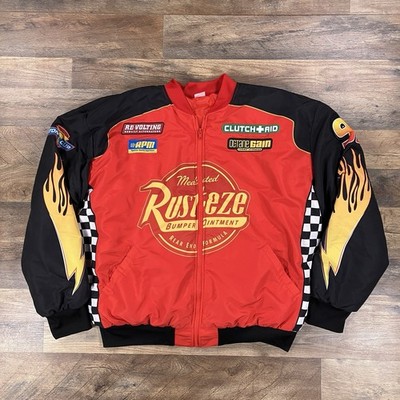 Disney Pixar Cars Lightning McQueen Racing Jacket Mens XL Red Rusteze Bomber