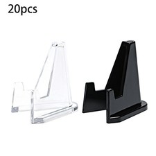 20Pcs Plastic Coin Display Stand Coin Holders Holder Easel Stands Clear+black