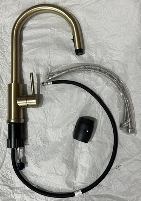 Liquida EPO11BR Messing gebürstet Schwanenhals herausziehbare Küchenarmatur - GRADED