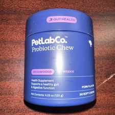 PetLab Co. Probiotic Chews for Medium Dogs Gut Health Pork Flavor 30 Soft Chews