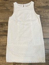 LOFT White Eyelot Shift Dress Size 8 Summer Classic Coastal Beach Cottagecore